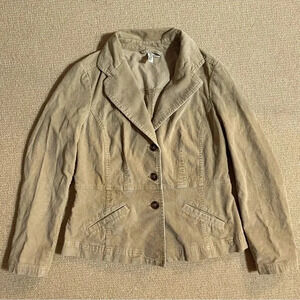 Y2k St. John’s Bay Stretch Petite Medium Tan Corduroy Blazer Jacket